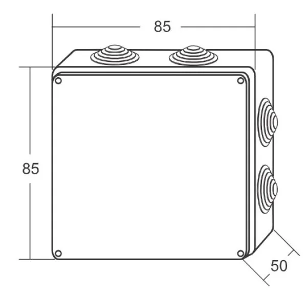 MIT.EL Razvodna kutija sa gumenom zaptivkom ME-K85x85x50mm (7 uvodnica) IP55- Slika 2