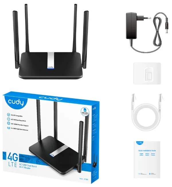 CUDY Cudy LT500 4G LTE AC1200 Dual Band MESH Wi-Fi Router CPE Dual band 2.4+5Ghz, 1W/4L 10/100, 4x Antena Slika 4