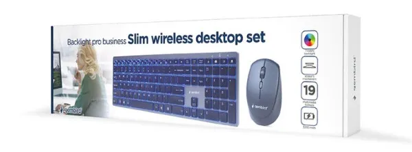 GEMBIRD KBS-ECLIPSE-M500 Gembird Backlight Pro Business Slim wireless desktop set, US layout, black Slika 6