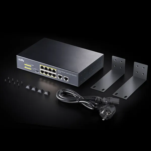 CUDY Cudy FS1010P 8-Port 10/100M PoE+ Switch, 2 Uplink 10/100M, 120W, 250m,4KV steel (Alt.PFS3009-8ET-96)- Slika 5