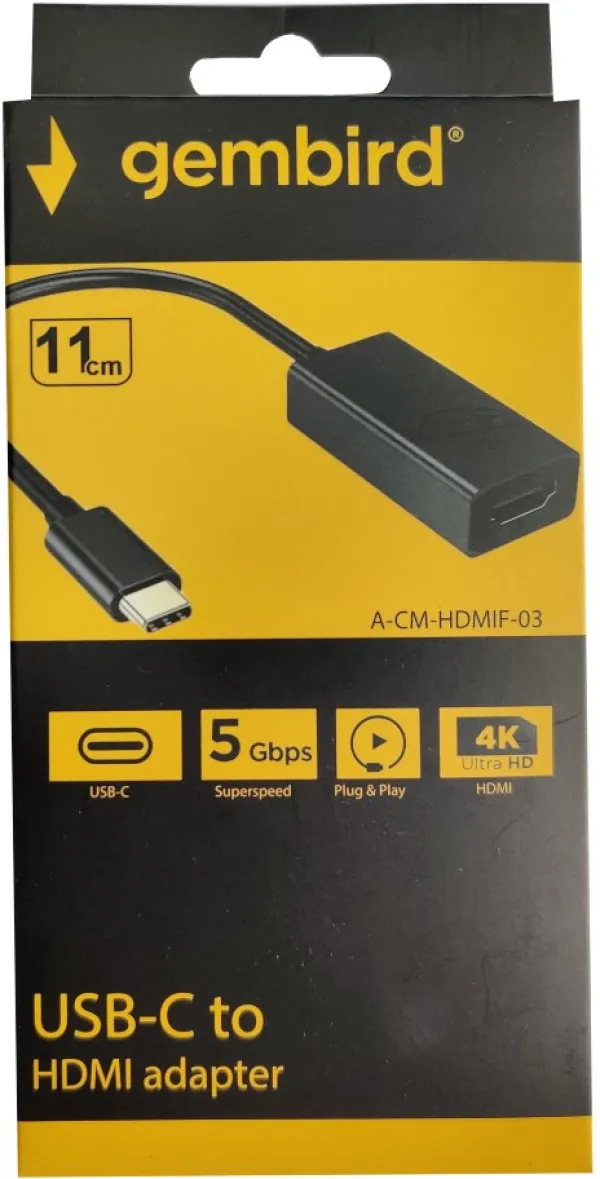 GEMBIRD A-CM-HDMIF-03 ** Gembird TYPE-C TO HDMI 11cm CABLE (alt.A-CM-HDMIF-01, A-USB3C-HDMI-01 479) - Image 2