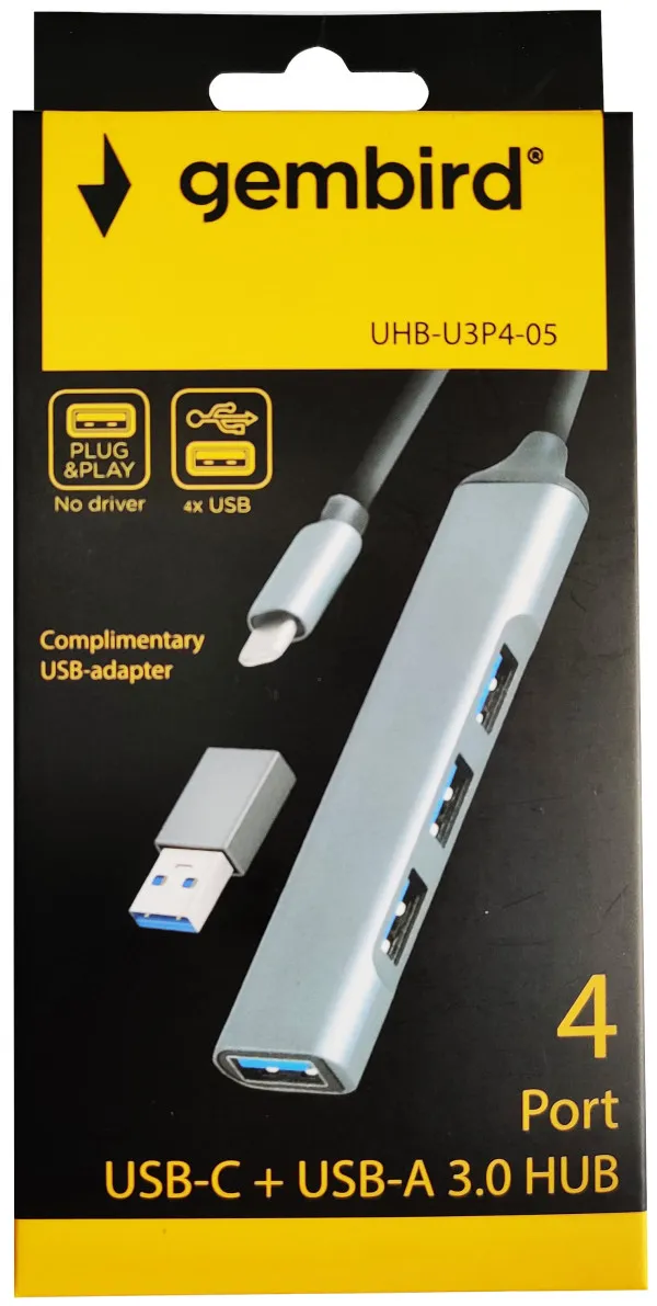 GEMBIRD UHB-U3P4-05 ** Gembird HUB Type-C+A to 4*USB3.0 Aluminum ( 686) Slika 4