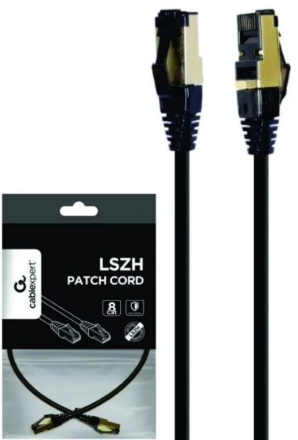 GEMBIRD PP8-LSZHCU-BK-0.5M Gembird Mrezni kabl S/FTP Cat.8 LSZH patch cord, black 0.5m Slika 1