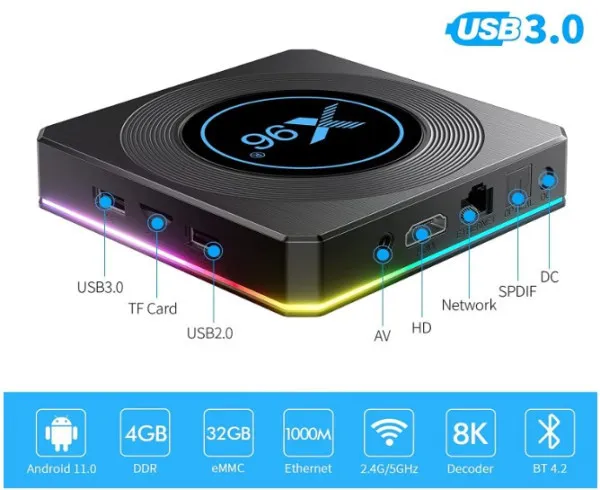 GEMBIRD GMB-X96 X4 2/16GB smart TV box S905X4 quad, Mali-G31MP 8K, KODI Android 11.0 Slika 3