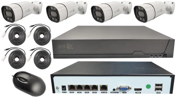 GEMBIRD CAM-IP5MP-POEKITXM4W GMB kamera 5 mpix set full color IP  4 kamere  POE NVR  app xmeye sa mikrofonom Slika 3