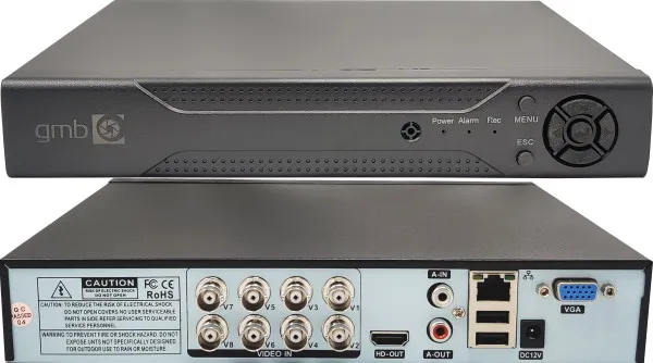 GEMBIRD XVR-1108RS-N GMB 8 kanala 5 megapiksela Pentabird 5 IN 1, AHD/TVI/CVI/CVBS/IPC Onvif P2P HIeasy App Slika 3