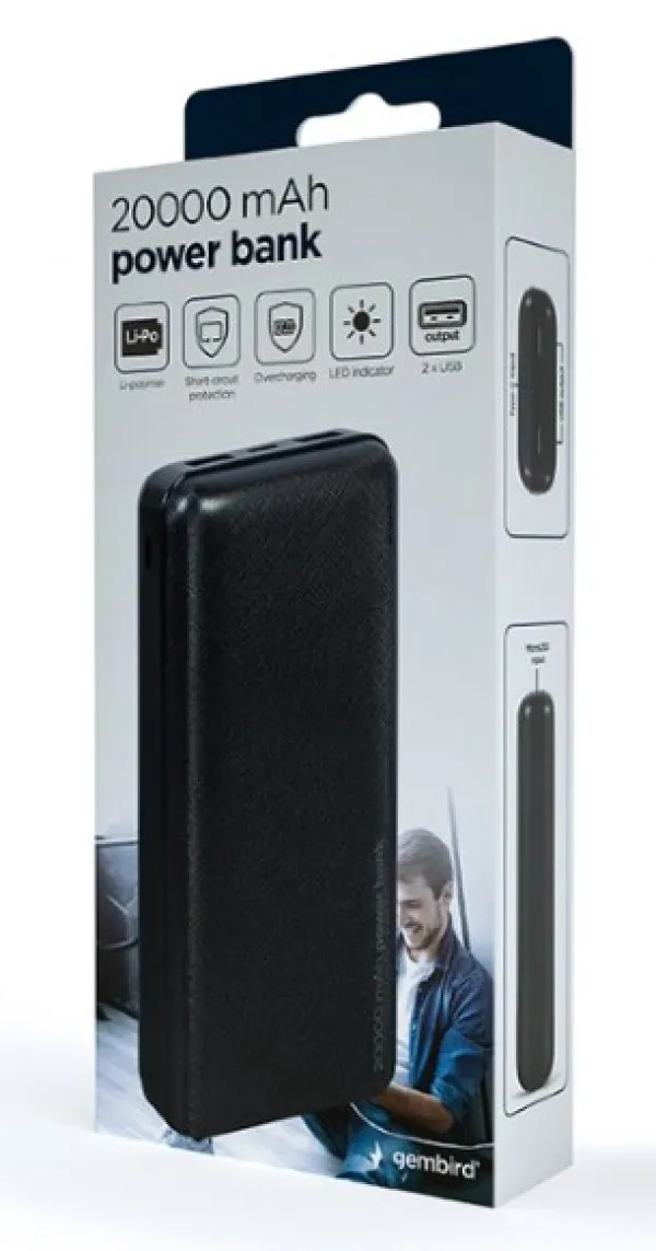 GEMBIRD PB20-02 Gembird Power bank 20000mAh 2xUSB, LED Slika 4