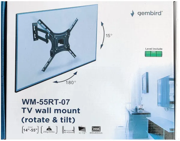 GEMBIRD WM-55RT-07 ** Gembird rotate/tilt VESA max. 40x40cm 14-55 max.20kg (819) Slika 1