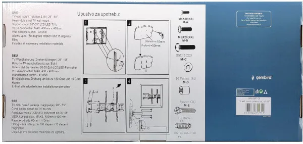 GEMBIRD WM-55RT-08 ** Gembird rotate/tilt VESA max.40x40cm 26-55 max.45kg (799)- Slika 3