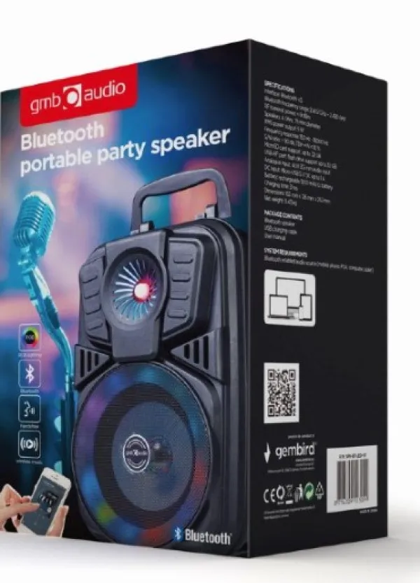 GEMBIRD SPK-BT-LED-01 Gembird Portable Bluetooth karaoke speaker 5W, FM, USB, SD, 3,5mm, MIC 6,35mm, LED Slika 2