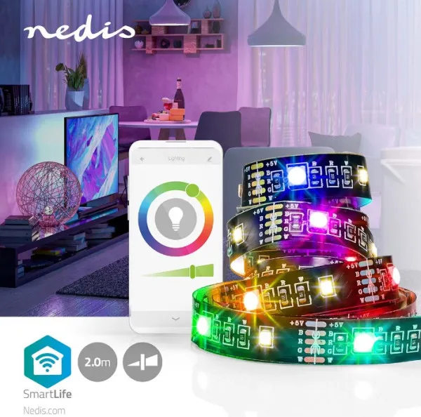 NEDIS BTLS20RGBW RGB Led traka Bluetooth, Topla bela, SMD, 2m, IP20, 2700K, 380lm, Android/iOS Slika 2