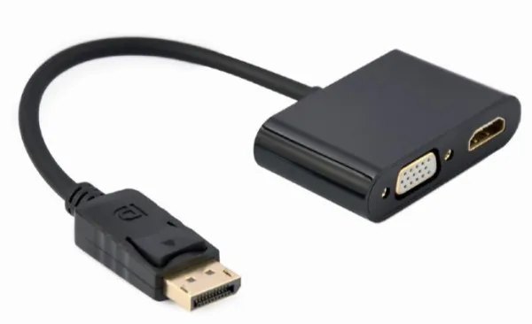 GEMBIRD A-DPM-HDMIFVGAF-01 Gembird DisplayPort male to HDMI female + VGA female adapter cable, black Slika 1