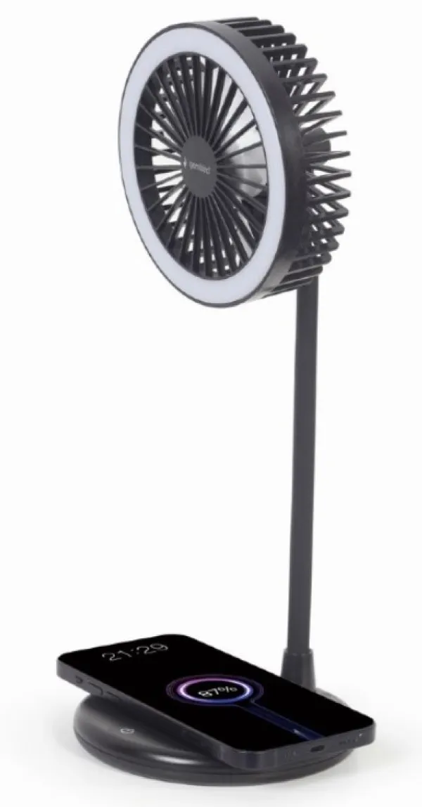 GEMBIRD TA-WPC10-LEDFAN-01 Gembird Desktop ventilator sa lampom i bezicim punjacem