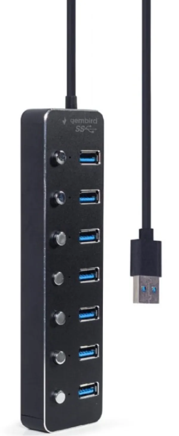 UHB-U3P7P-01 Gembird 7-port USB 3.1 (Gen 1) hub with switches, black Slika 2