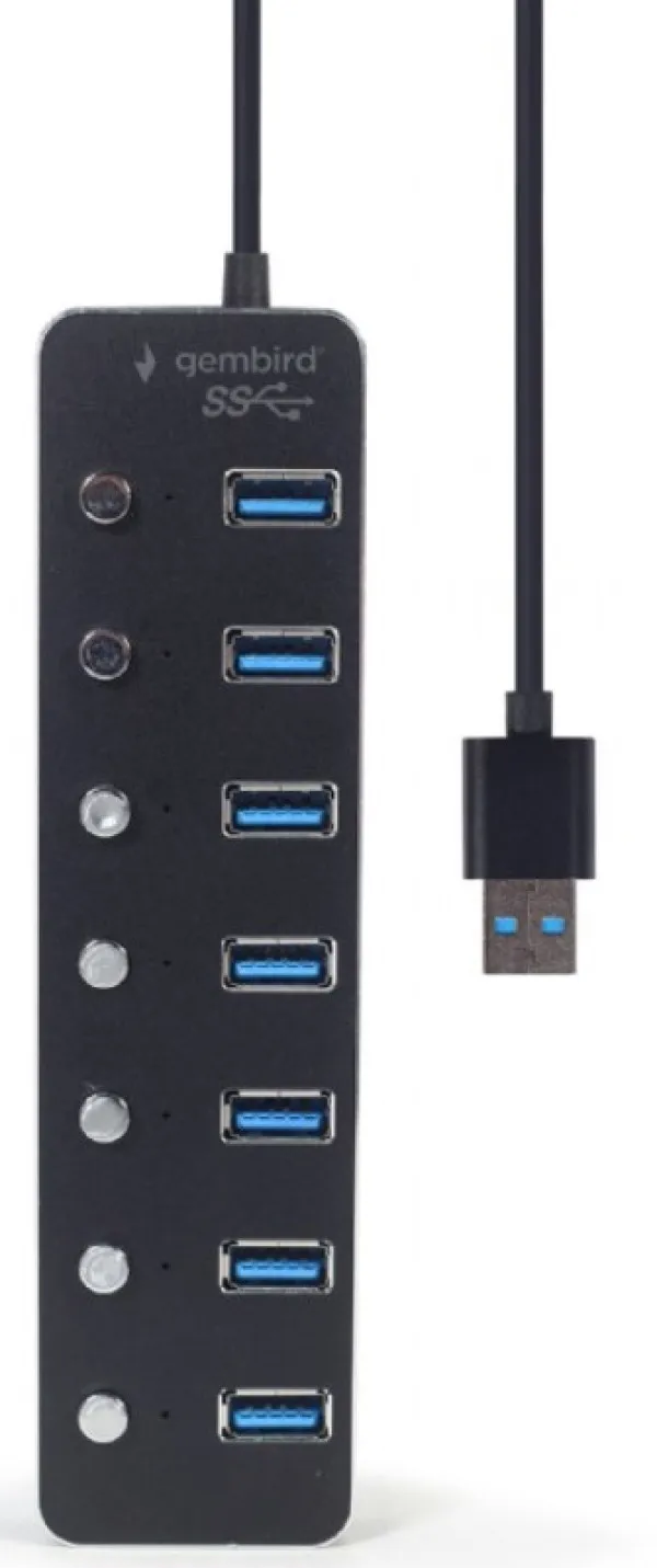 UHB-U3P7P-01 Gembird 7-port USB 3.1 (Gen 1) hub with switches, black Slika 3