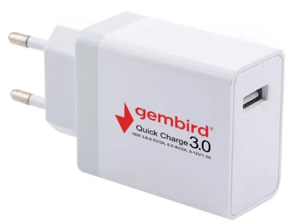 GEMBIRD NPA-AC36 ** Gembird QC3.0 brzi punjac +Type C USB kabl,18W 3.6-6.5V/3A, 6.5V-9V/2A, 9V-12V/1.5A(351) Slika 2