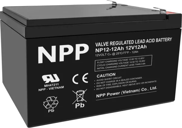 NPP NP12V-12Ah, AGM BATTERY, C20=12AH, T2, 151x98x95x100, 3,3KG, BLACK Slika 1