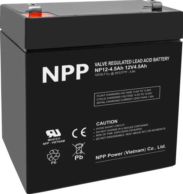 NPP NP12V-4.5Ah, AGM BATTERY, C20=4.5AH, T1, 90x70x101x107, 1,5KG, BLACK Slika 3