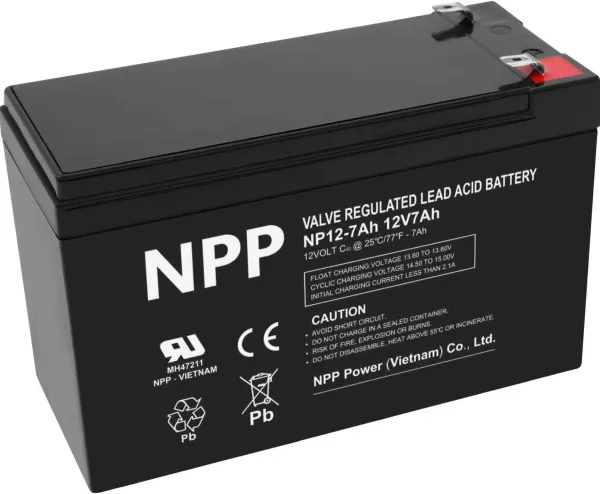 NPP NP12V-7Ah, AGM BATTERY, C20=7AH, T1, 151x65x94x100, 1,97KG, BLACK Slika 3