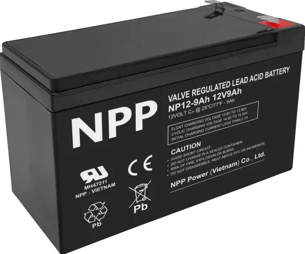 NPP NP12V-9Ah-T1, AGM BATTERY, C20=9AH, T1, 151x65x94x100, 2,5KG, BLACK Slika 3