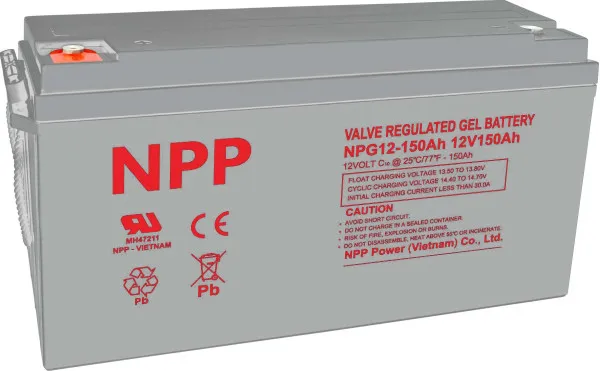 NPP NPG12V-150Ah, GEL BATTERY, C20=150AH, T16, 485*172*240*240, 38,5KG, Light grey Slika 2