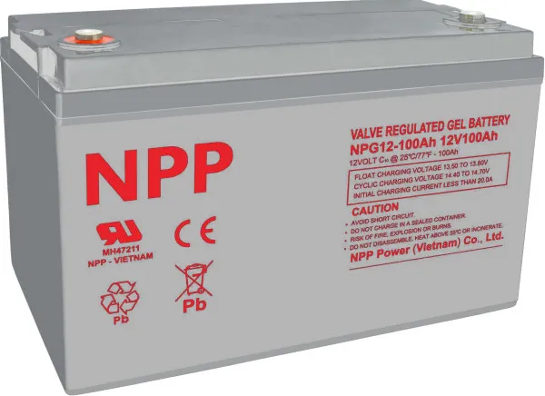 NPP NPG12V-100Ah, GEL BATTERY, C20=100AH, T16, 330x171x214x220, 27,3KG, Light grey Slika 2