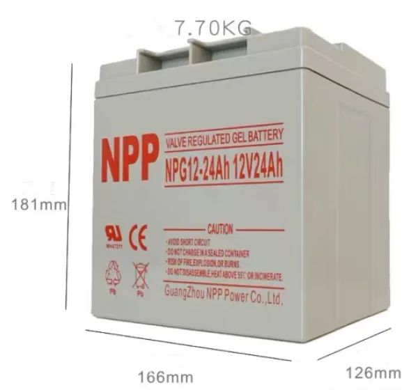 NPP NPG12V-24Ah, GEL BATTERY, C20=24AH, T14, 166x126x174x181, 7,6KG, Light grey Slika 3