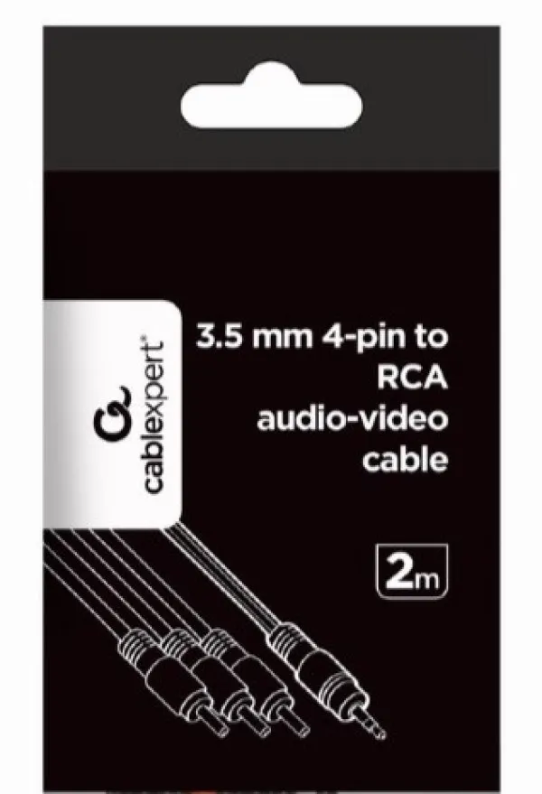 GEMBIRD CCA-4P2R-2M Gembird Jack AV 3.5mm 4-pin, cable Jack AV 3.5mm male - 3x RCA male 2m black Slika 3