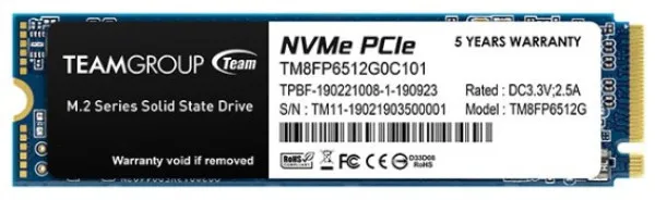 TEAM GROUP TeamGroup M.2 2280 512GB MP33 SSD PCIe Gen3 x4, NVM Express, 1700/1400MB/s TM8FP6512G0C101 Slika 1