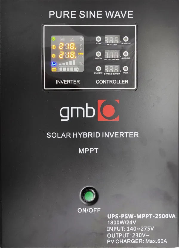 GEMBIRD UPS-PSW-MPPT-2500VA GMB LONG MPPT, cist sinusni pretvarac sa produzenom autonomijom 1800W-220V/24V Slika 5