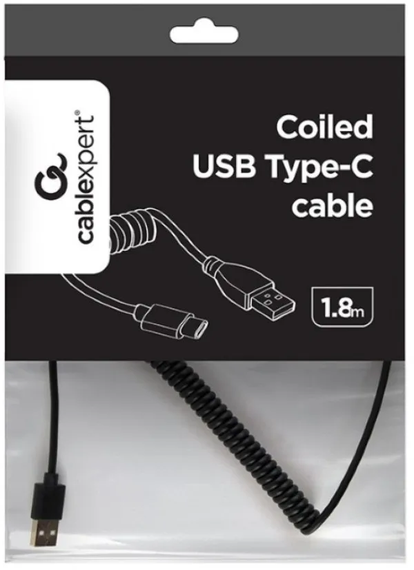 GEMBIRD CC-USB2C-AMCM-6 Gembird Spiralni USB 2.0 AM na USB-C kabl, 1.8 m, black Slika 4