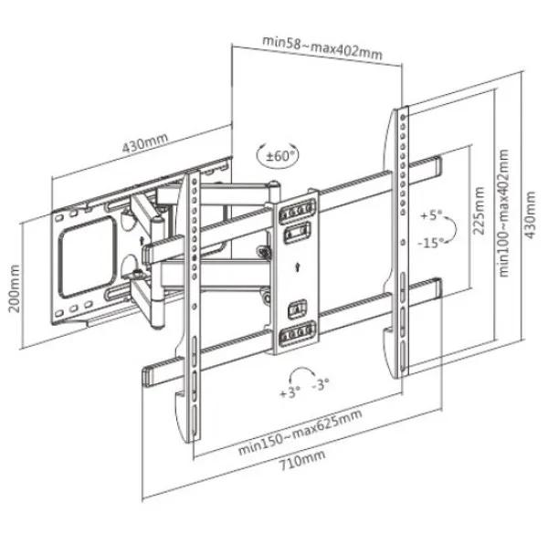 GEMBIRD WM-80ST-02 Gembird TV nosac okretanje/tilt 37-80 VESA max.60x40cm, max 60kg, drzac - Image 7