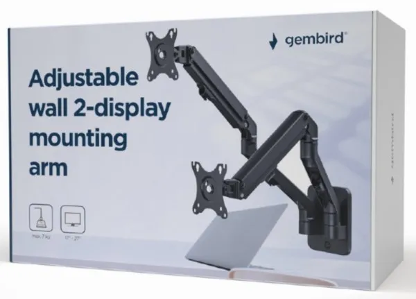 MA-WA2-01 Gembird Podesivi dupli zidni drzac za monitor,tilt, 17-27 max.2x7kg Slika 3