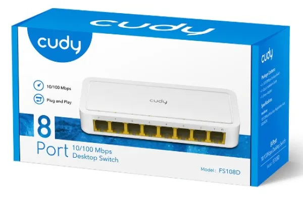 CUDY Cudy FS108D LAN 8-Port 10/100 Switch auto-negotiation RJ45 ports Slika 3