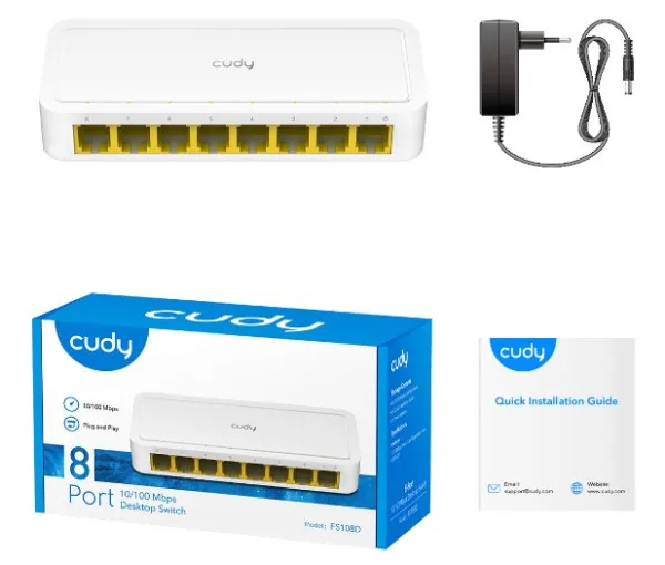 CUDY Cudy FS108D LAN 8-Port 10/100 Switch auto-negotiation RJ45 ports Slika 4