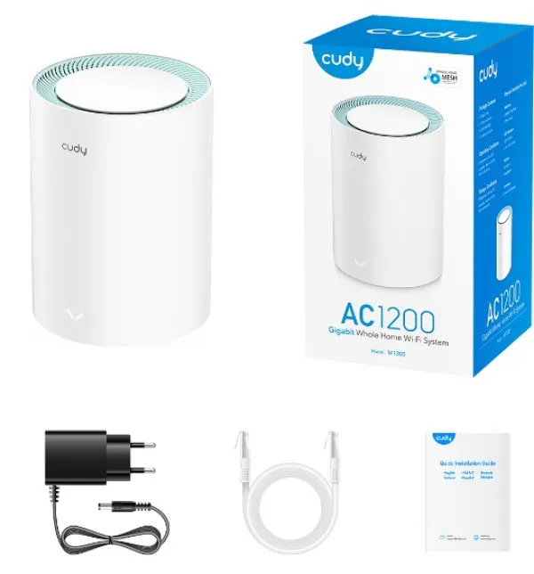 CUDY Cudy M1300 1-pack AC1200 Dual Band 2.4Ghz+5Ghz WiFi MESH, GiGABIT, 4x Antena 16MB/128DDR, 16/128mb Slika 4