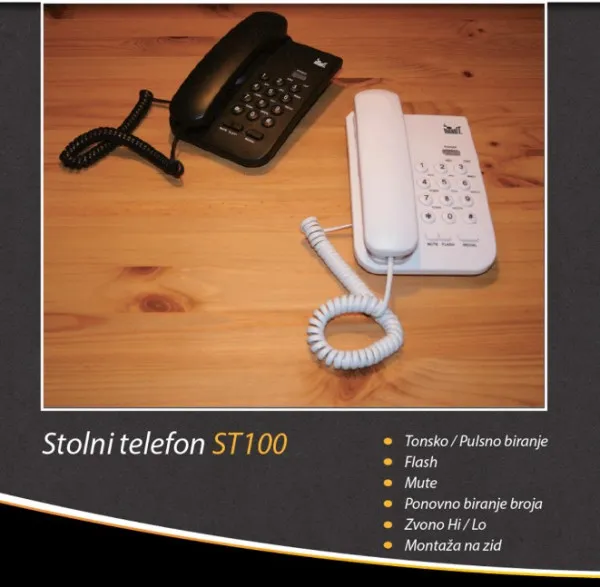 Telefon analogni, stoni, crni Slika 1
