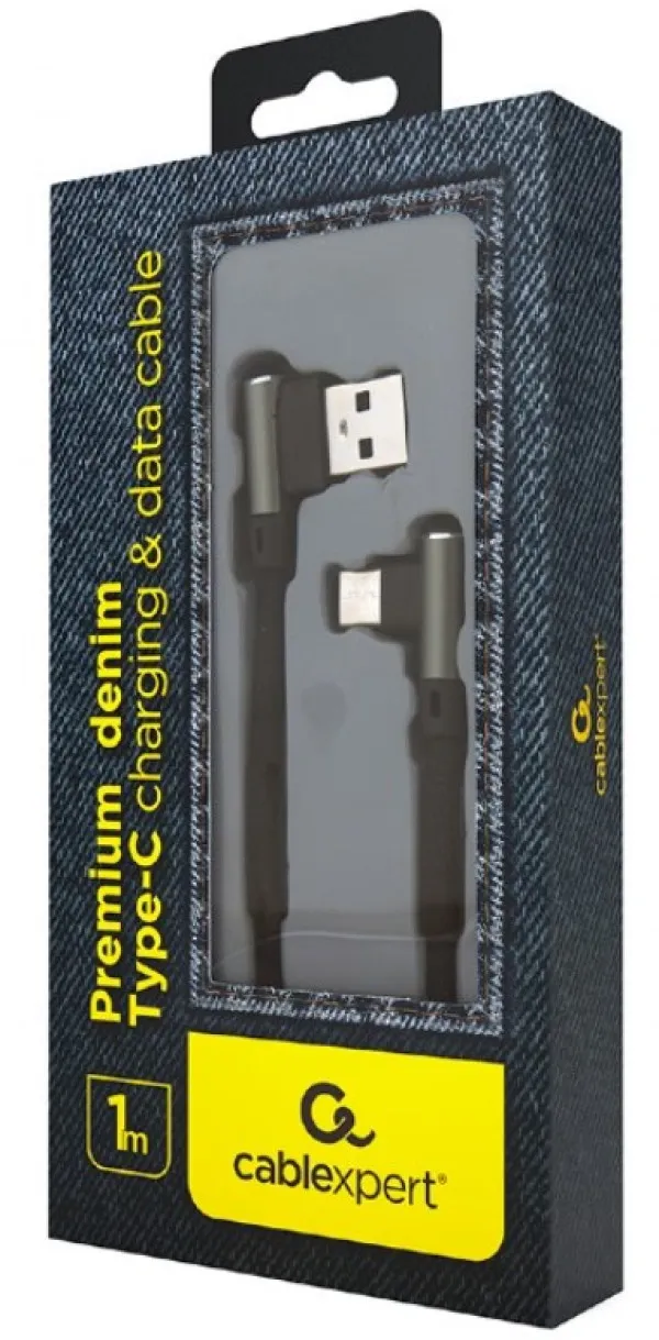 GEMBIRD CC-USB2J-AMLCML-1M Gembird Premium jeans (denim) Type-C USB kabl sa metalni pod uglom kon. 1m, black- Slika 3