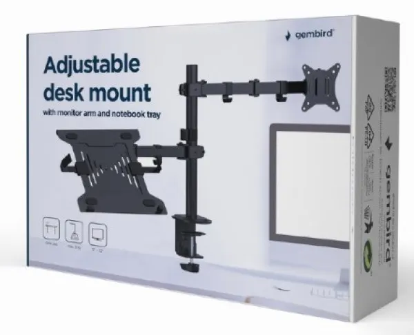 GEMBIRD MA-DA-03 Gembird Podesivi stoni drzac za monitor tilt, 17-32 max.9kg + nosac za laptop Slika 5