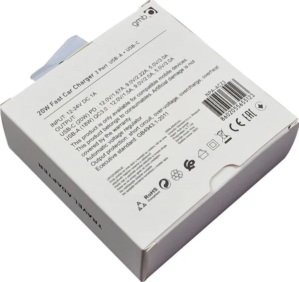 GEMBIRD NPA-AC23 ** Gembird QC3.0 PD auto punjac +kabl-C,20W 3.6V-6.5V/2.4A, 6.5V-9V/1.67, 9V-12V/1.3A (289) Slika 2