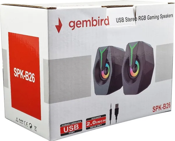 GEMBIRD SPK-B26 * Gembird Stereo zvucnici black LED, 2.0 inch, 6W RMS (2x3W) USB pwr, volume control, 3,5mm Slika 3