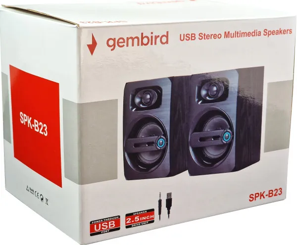 GEMBIRD SPK-B23 * Gembird Stereo zvucnici black Wood, 2.5 inch, 6W RMS (2x3W) USB pwr, volume control, 3,5mm Slika 3