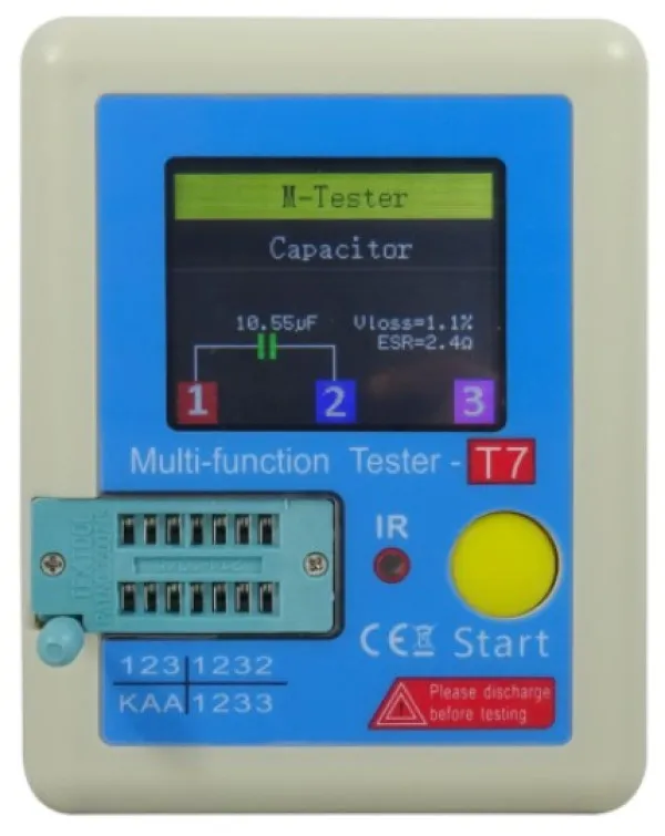 Tester elektronskih komponenti LCR-T7 za diode, duple diode, otpornike, kondenzatore, induktore.. Slika 1