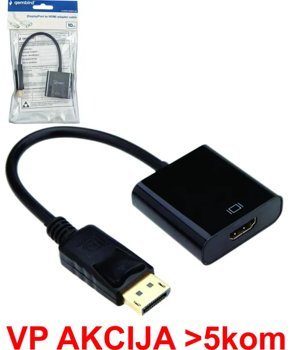 A-DPM-HDMIF-08 ** Gembird DisplayPort v1 to HDMI adapter cable, black(alt A-DPM-HDMIF-002)(239) Slika 1