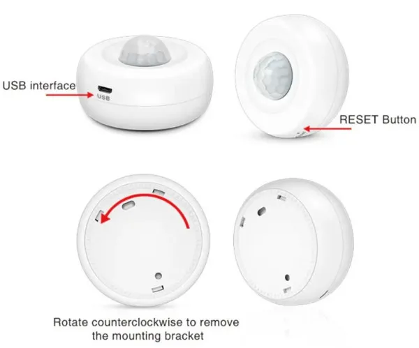 GEMBIRD ZIGBEE-SMART-PIR-MS08 Gembird Tuya Smart WiFi PIR senzor detektora pokreta ljudskog tela,infracrveni Slika 2