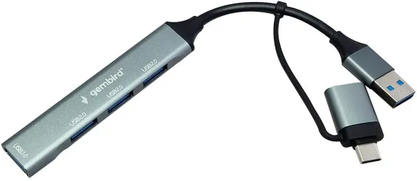 GEMBIRD UHB-U3P4-06 ** Gembird HUB Type-A+C to 3*USB2.0 + 1*USB3.0 Aluminum (287) Slika 1