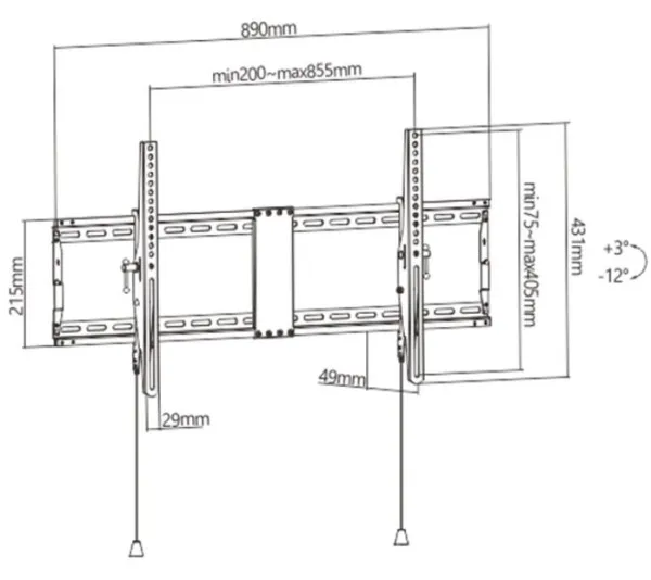 GEMBIRD WM-90T-01 Gembird tilt VESA max 80x40cm 43-90 max.70kg A Slika 4