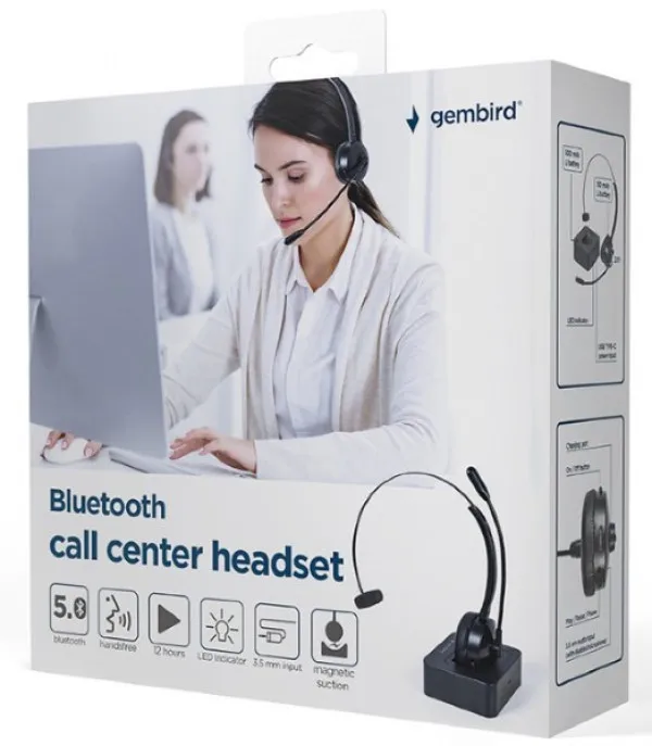 GEMBIRD BTHS-M-01 Gembird Bluetooth slušalice za Call centar, mono, crne Slika 3