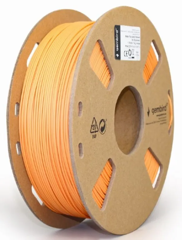 GEMBIRD 3DP-PLA-01-MTO Mat PLA Filament za 3D stampac 1.75mm, kotur 1KG, orange Slika 2