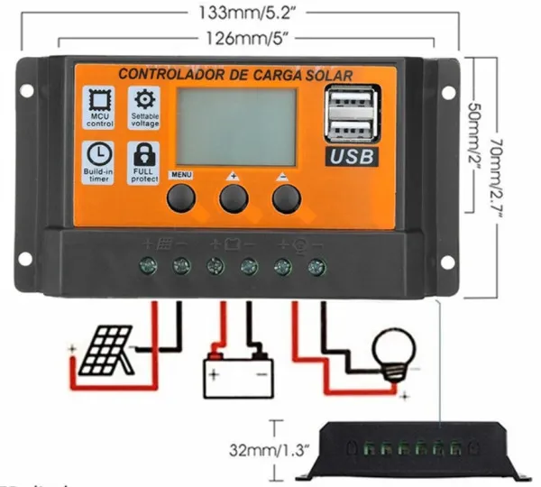 GEMBIRD SOL-CONTROL30AO GMB MPPT automatski solarni kontroler punjenja baterije100A/50A/30A/20A/10A LCD Dual Slika 3